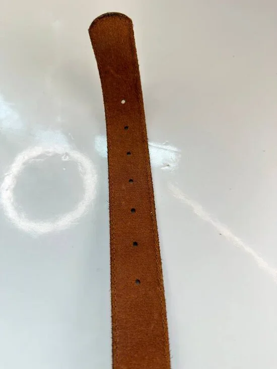 Vintage Genuine Leather Belt with Floral Buckle – Size L/XL - Picture 8 of 12